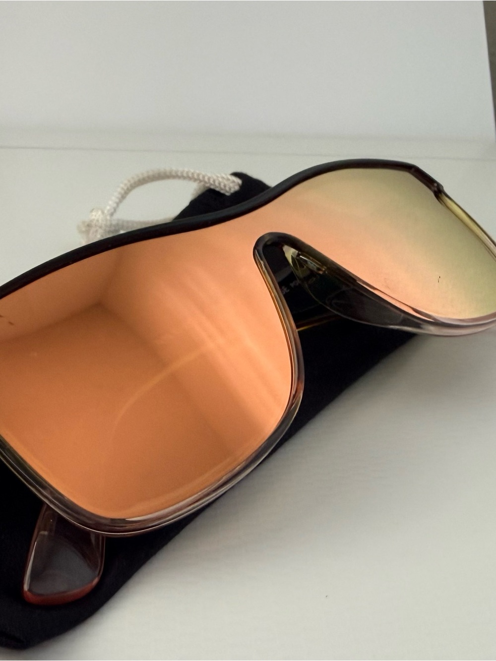 Men's Orange Mirrored Shield Sunglasses